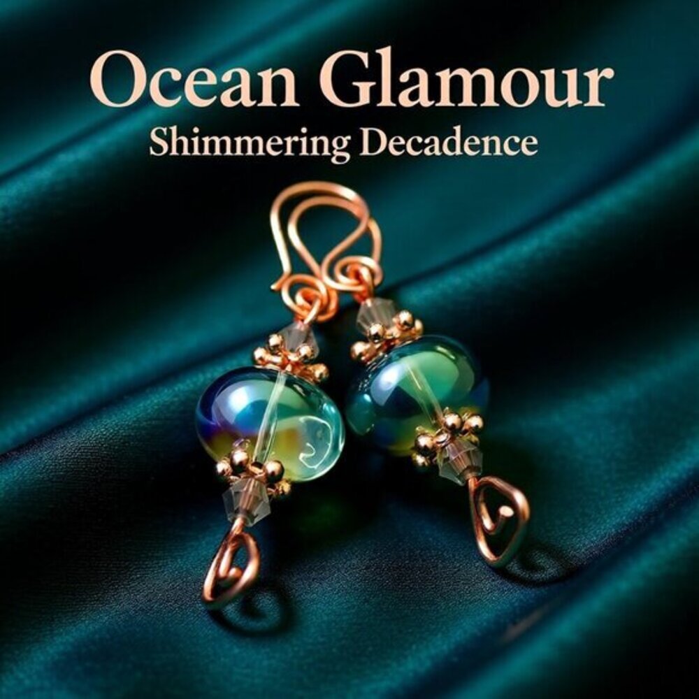Gorgeous Bracelet & Flashy Earring Set! Shimmering Aurora Borealis Beads +Copper - Picture 9 of 16